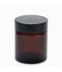 Vasetto di vetro per crema marrone con tappo nero, 60 ml