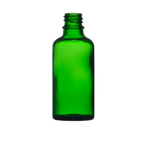 Bottiglietta in vetro verde senza chiusura, 50 ml