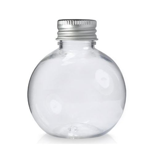 Bottiglietta di pastica opaca a forma di palla con coperchio di alluminio, 300 ml