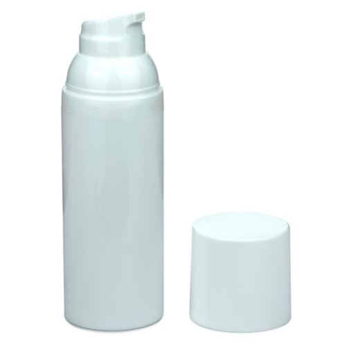 Bottiglietta plastica airless alta bianca, 50 ml