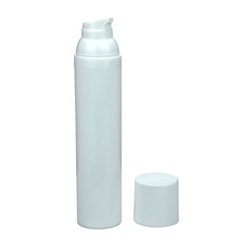 Bottiglietta airless in plastica di colore bianco, 100 ml