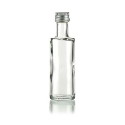 Mini bottiglia in vetro trasparente con tappo in alluminio, 40 ml