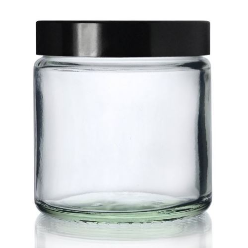 Contenitore in vetro per crema con coperchio nero, 120 ml