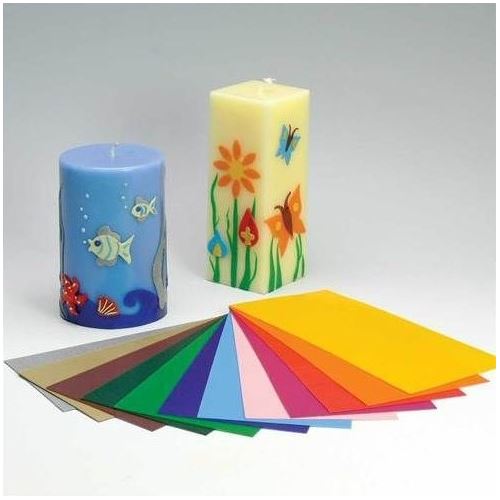 Fogli di cera per la decorazione di candele - set di 12 colori