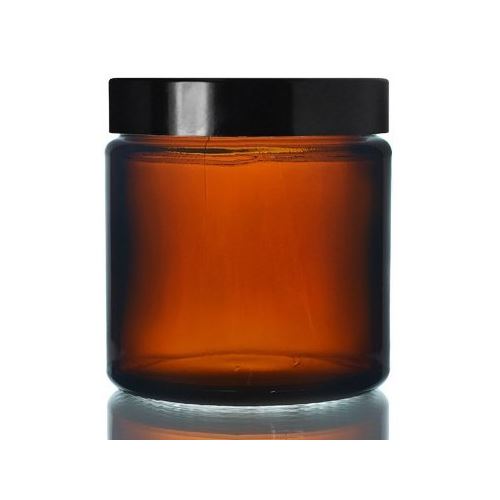 Contenitore in vetro marrone con coperchio nero, 120 ml