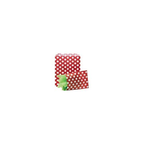 Sacchetto di carta 13 x 18 cm, rosso con puntini, confezione da 50 pezzi
