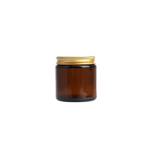 Contenitore in vetro marrone con coperchio oro, 120 ml