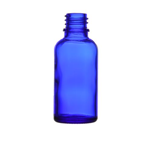 Bottiglietta in vetro blu senza chiusura, 30 ml