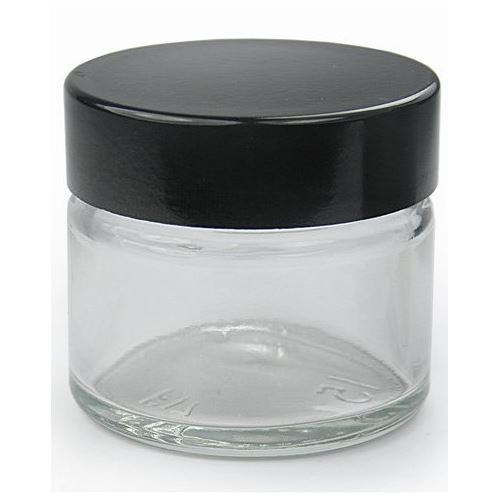 Contenitore in vetro per crema, trasparente con coperchio nero, 15 ml