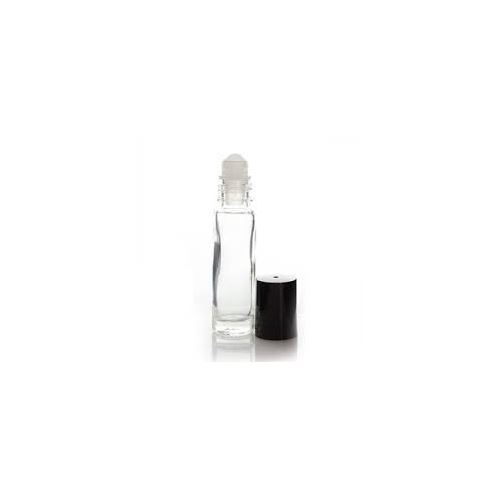 Roll-on in vetro chiaro con coperchio nero, 10 ml