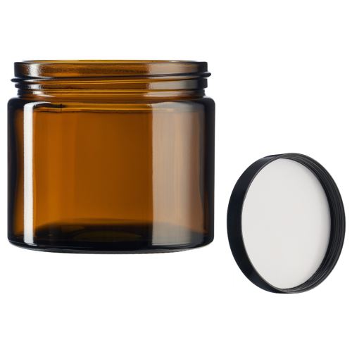 Contenitore in vetro con coperchio nero, marrone, 250 ml - 30 pz