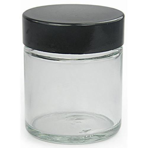 Contenitore di vetro chiaro per creme con coperchio nero, 30 ml