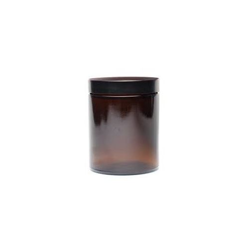 Contenitore in vetro ambrato per creme con coperchio nero, 180 ml